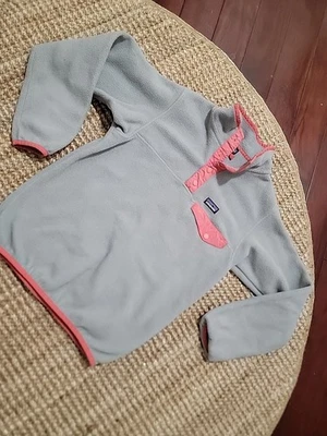 Patagonia Sweater Youth Large Pink Blue Lightweight Synchilla Snap T Pullover - Image 1 of 4