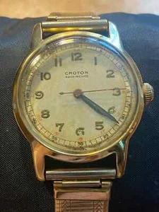 A 10K Solid Gold WW-ll War Era 24Hr Croton "Aqua-Medico" Doctors Watch- Running! - Picture 1 of 7