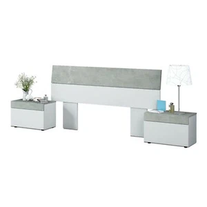 Cabecero + 2 Mesitas dormitorio matrimonio acabado en Blanco y Gris 176x96,5 cm - Imagen 1 de 5
