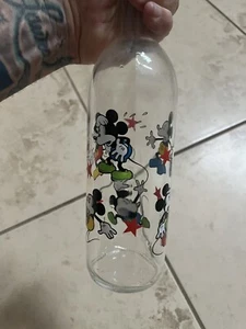 Vintage Disney 11.5" Mickey Mouse Characters glass Wine Bottle - Iconic Canada - Picture 1 of 8