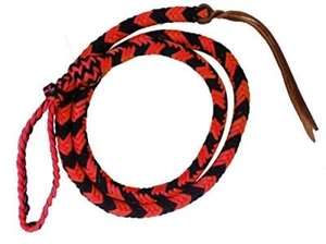 Showman 4 1/2' Braided Nylon Over & Under Whip w/ Leather Popper - Picture 1 of 10
