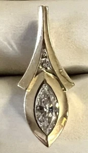14K Two-Tone Gold & Marquise Diamond Pendant. Approx. 1/2 TCW. VS/H-I. - Picture 1 of 10