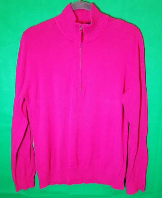 Foxcroft Women's XL  1/4 Zip Sweater Pink Long Sleeve Colorful Comfy Warm - Image 1 of 4