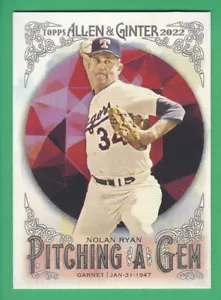 2022 Topps Allen & Ginter #PAG-7 NOLAN RYAN Texas Rangers Pitching A Gem Insert - Picture 1 of 2