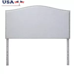 Curved Upholstered Headboard W/ Nailhead Trim Queen Bed Assembly Included New - Picture 1 of 8