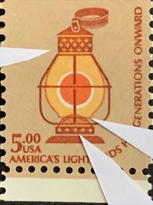 3/3757 US Stamp Sc #1612 $5 Extreme Rare Color & Shape Errors MNHOG Great EFO - Picture 1 of 5