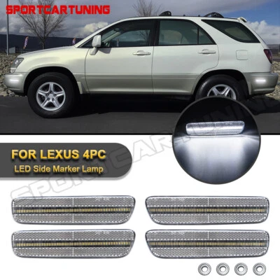 For 1999-2003 Lexus RX300 Clear Front / Rear Bumper White LED Side Marker Lights - Image 1 of 4