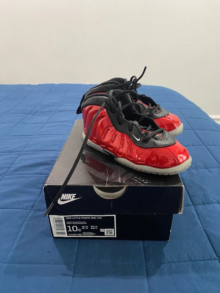 Nike Little Posite Foamposite One Metallic Red (FJ1257-600 BOX Size 10c - Image 1 of 3