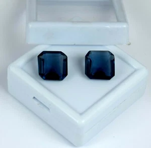 Coppia di pietre preziose spinello blu Tanzania ottagonale 10-12 ct certificato naturale - Foto 1 di 8