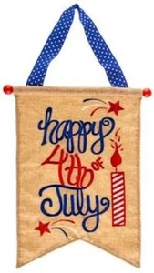 Banderín bordado feliz 4 de julio decoración del hogar de vacaciones - Imagen 1 de 2