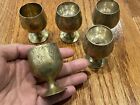 FRNS India mini brass goblets stemmed etched shot glass style and size, count 5
