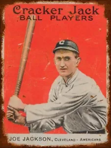 1915 CRACKER SHOELESS JOE JACKSON 16" HEAVY DUTY USA MADE AGED METAL ADV SIGN - Picture 1 of 1