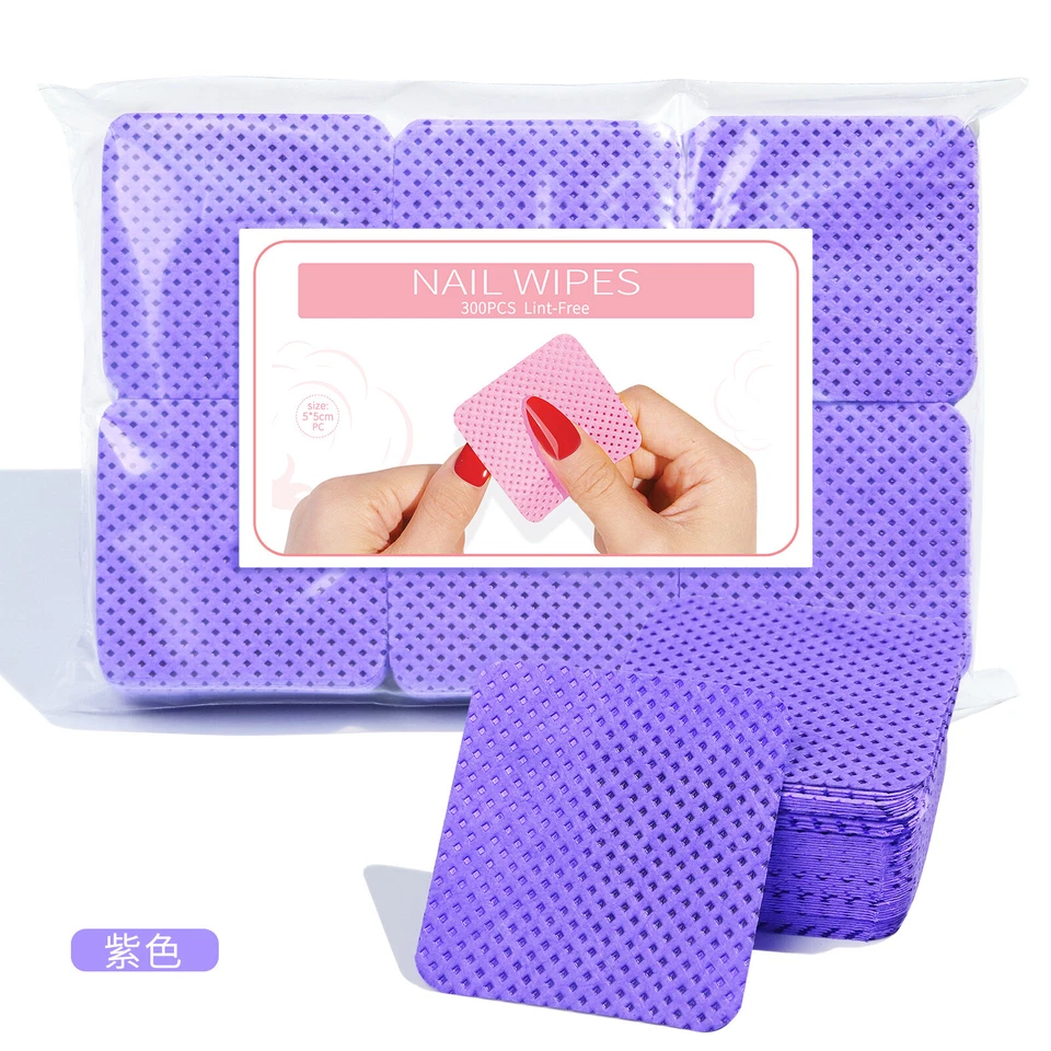 300 piezas toallitas sin pelusa removedor de esmalte de uñas almohadilla manicura pedicura herramienta desechable Foto 1 de 4