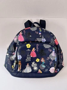 Disney Prinzessinnen Reißverschluss Rucksack kleine Tasche verstellbare gepolsterte Träger marineblau Vinyl - Bild 1 von 10