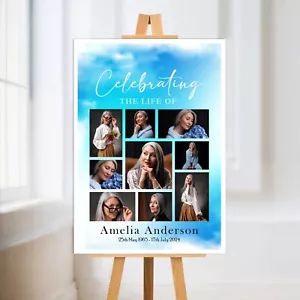 PERSONALISED MEMORIAL IN LOVING MEMORY WELCOME PHOTO FUNERAL SIGN POSTER PRINT - Picture 1 of 2