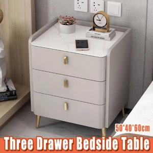 3-Drawer Nightstand Bedroom Storage Cabinet Minimalist Bedside Locker Organizer - Picture 1 of 13
