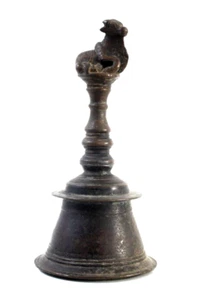 FINE BRONZE BELL ANTIQUE CALF ON TOP WRITTEN FAR EASTERN BEAUTIFUL SOUND 9in h. - Picture 1 of 6