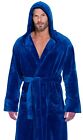Royal Blue Hooded Spa Robe for Men. One Size Adult, 52 inch Length.