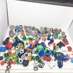 Large Beyblade Lot, Bayblades, Launchers, Ripcords, Metal, Parts & Pieces, Tops