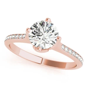 Runder Forever One Moissanit Tulpe Blume Diamant Verlobungsring Rotgold - Bild 1 von 2