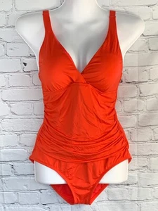 NUEVO TRAJE DE BAÑO ADELGAZANTE JANTZEN rojo de una pieza SURPLICE para mujer talla 12 - Imagen 1 de 22