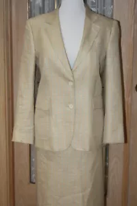 Brooks Brothers Women VTG Skirt Suit 16 Silk Wool Linen Blend Pencil Lined Vent - Picture 1 of 7