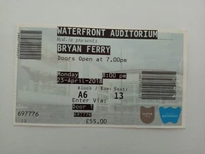 Bryan Ferry Waterfront Auditorium Belfast Gig Concert Used Ticket Stub 2018 - Imagen 1 de 2