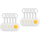 10 Pcs Stainless Steel Fried Keychain Eggs to Decorate Pendant Charm
