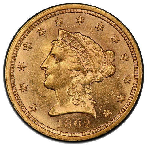 1862 $2.50 Gold Liberty PCGS MS64+ (CAC) Cover