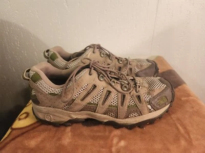 The North Face Womens sz 10 M Tan Suede Mesh Lace Up Vibram Hiking Shoes #22 - Image 1 of 4