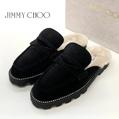 Sandalias para mujer JIMMY CHOO de gamuza con estrás x piel negras x beige talla 39 Foto 1 de 4