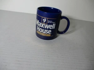 Taza de café Maxwell House azul oscuro con oro BUENA HASTA LA ÚLTIMA GOTA - Imagen 1 de 8