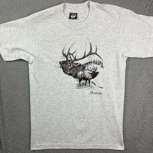 Vintage 90s Montana T Shirt Men’s Elk Outdoors Made In USA Gray 1991 Medium - Picture 1 of 12