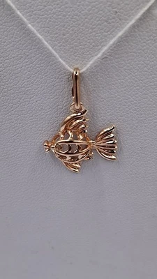 Charmant très ancien pendentif vintage délicat poisson rouge OR 14 K 583 URSS... - Photo 1/4