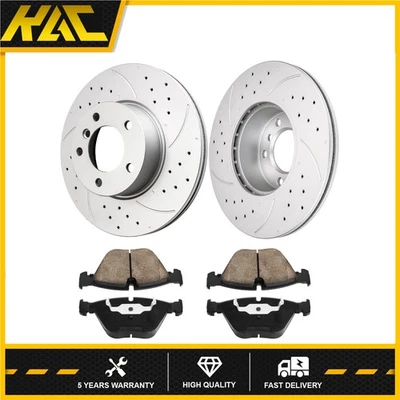 Rotores de disco perforados de freno delantero y pastillas de freno de cerámica para BMW 328i xDrive 2010-13 Foto 1 de 4