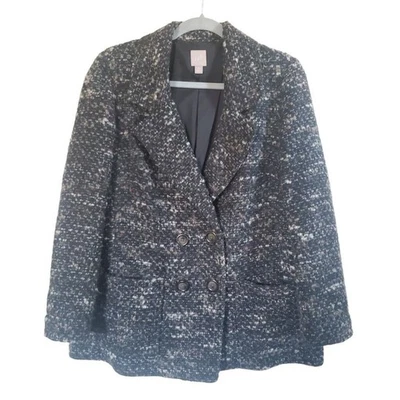 J. Jill Blazer Jacket Wool Alpaca Mohair Blend Boucle Black/Brown, Petite Small - Image 1 of 4