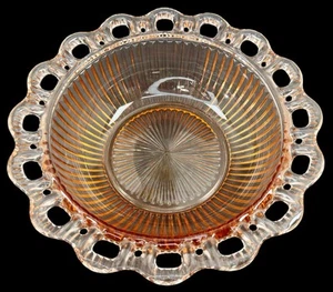 Anchor Hocking Old Colony Pink Depression Glass Serving Bowl Open Lace Edge - Picture 1 of 4