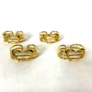 Set di quattro anelli tovaglioli cuore oro vintage accessori da tavola di lusso - Foto 1 di 6