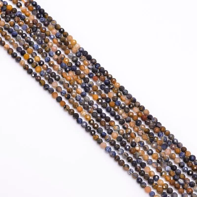 Natural Pietersite Gemstone Round Micro Faceted Beads 2.5-3 mm Strand 12.5" 95 - Image 1 of 2