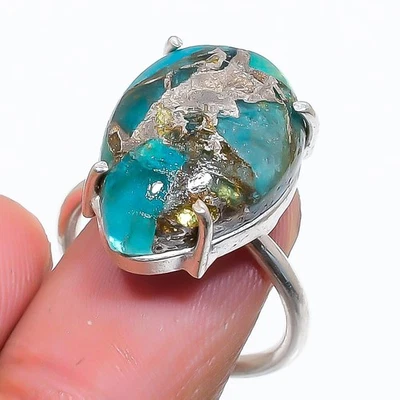 Copper Fluorite Gemstone 925 Sterling Silver Jewelry Ring Size Adjustable u961 - Image 1 of 2