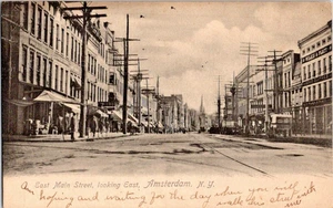 Amsterdam NY East Main St Trolly Tracks Wilkie & Platt postal a122 - Imagen 1 de 2
