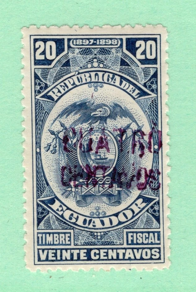Ecuador - Sc# O102 MH / 4 on 20 Red Overprint        -        Lot 1125002 - Image 1 of 1