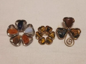 Vintage Floral Gemstone Pins Brooches - lot of (3) - Imagen 1 de 2