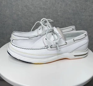 Mens White Leather Rockport Orthopedic Boat Deck Shoes 10.5 Leather Upper - Picture 1 of 8