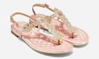 COLE HAAN WOMEN'S PINCH LOBSTER SATIN SANDALS,CORAL-SIZE 9.5