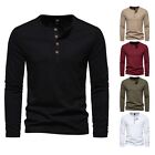 Turtle Neck Top for Men Mens Fashion Simple Leisure Button Pullover Scrub Tee