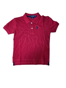 U.S. Polo Assn. Rotes Kurzarm Poloshirt XS (4-5) Jugend 100% Baumwolle - Bild 1 von 3