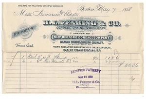 1888 HL Fearing bill, Boston MA, Cordage, Chains & Wire Rope - Picture 1 of 4