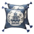 Porcelain Throw Pillow Covers Set of 2,Classic Chinoiserie Blue and White wit...