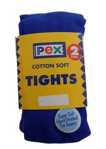 Pex Cotton Soft Sunset 2 Pair's Girl's Tights Colour Royal Blue - Picture 1 of 1